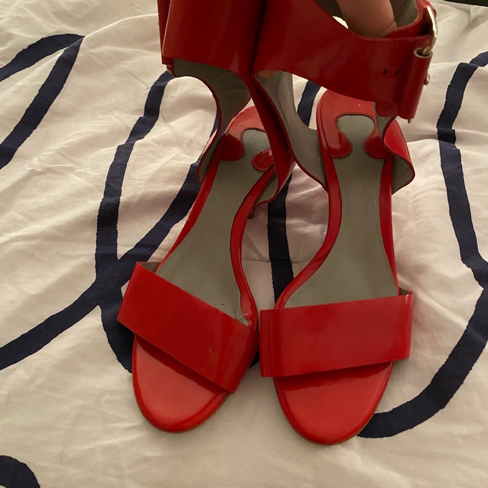 Red patent Chloe sandals